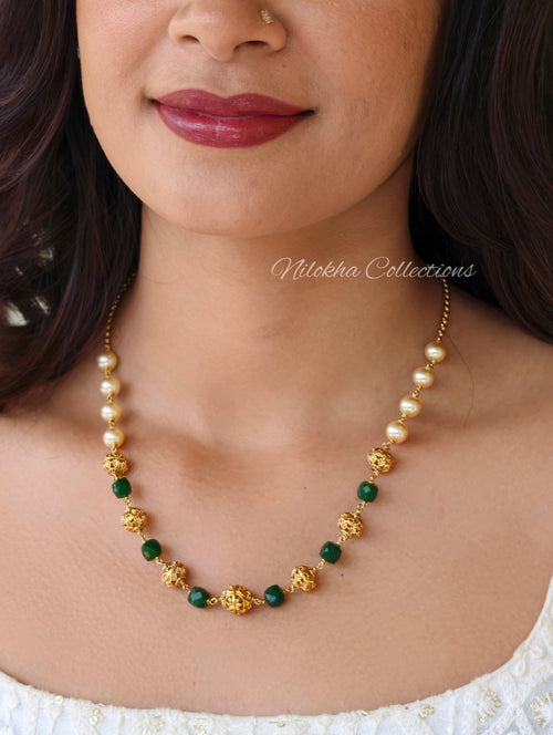 1 layer pearl chain with monalisa beads| NAN408
