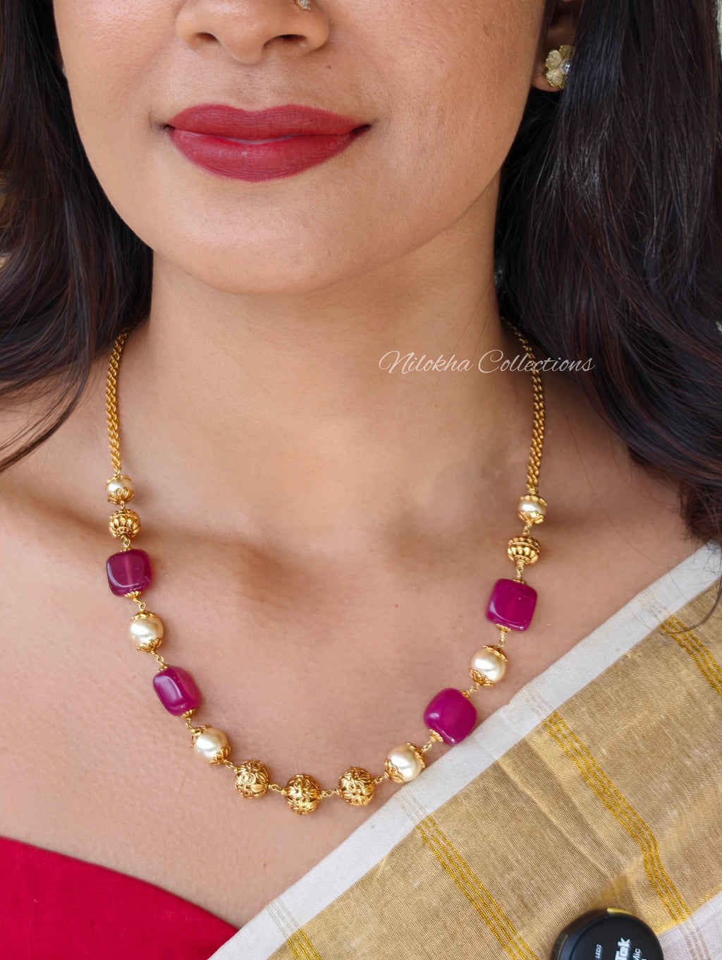 1 layer pearl chain with monalisa beads| NAN398