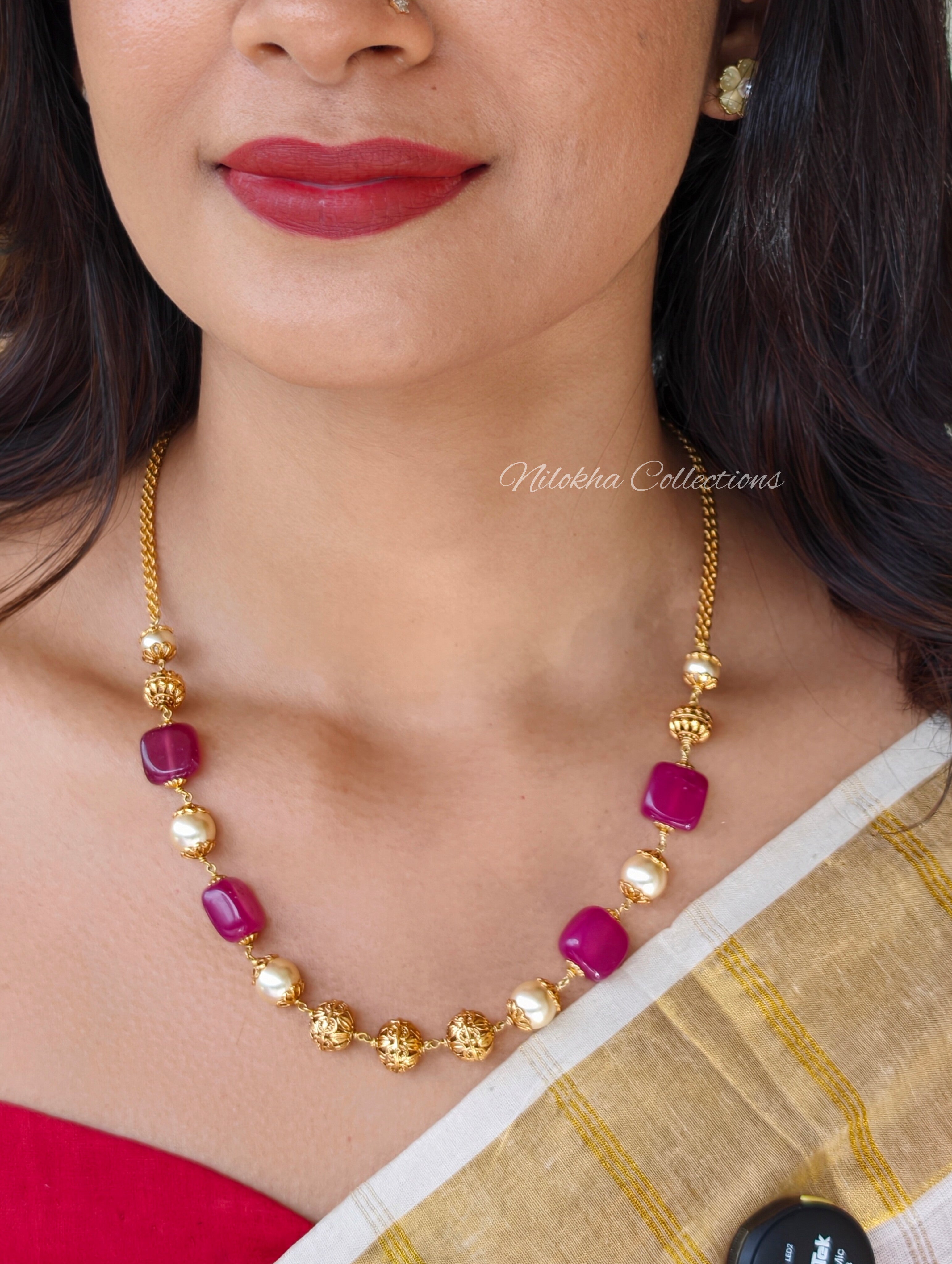 1 layer pearl chain with monalisa beads| NAN398
