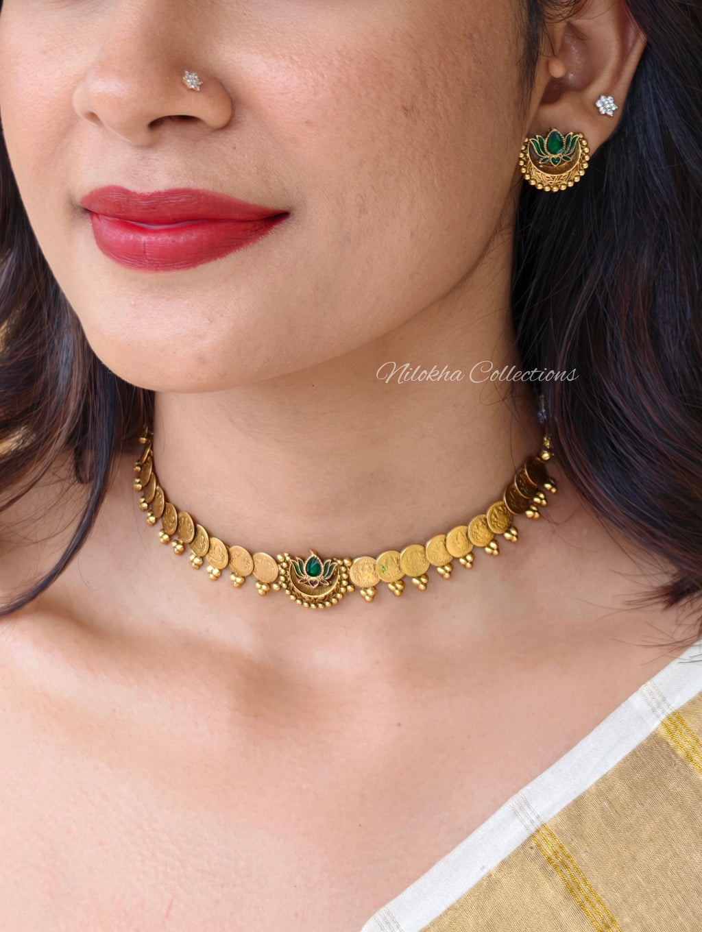 Lotus coin necklace set| NAN393