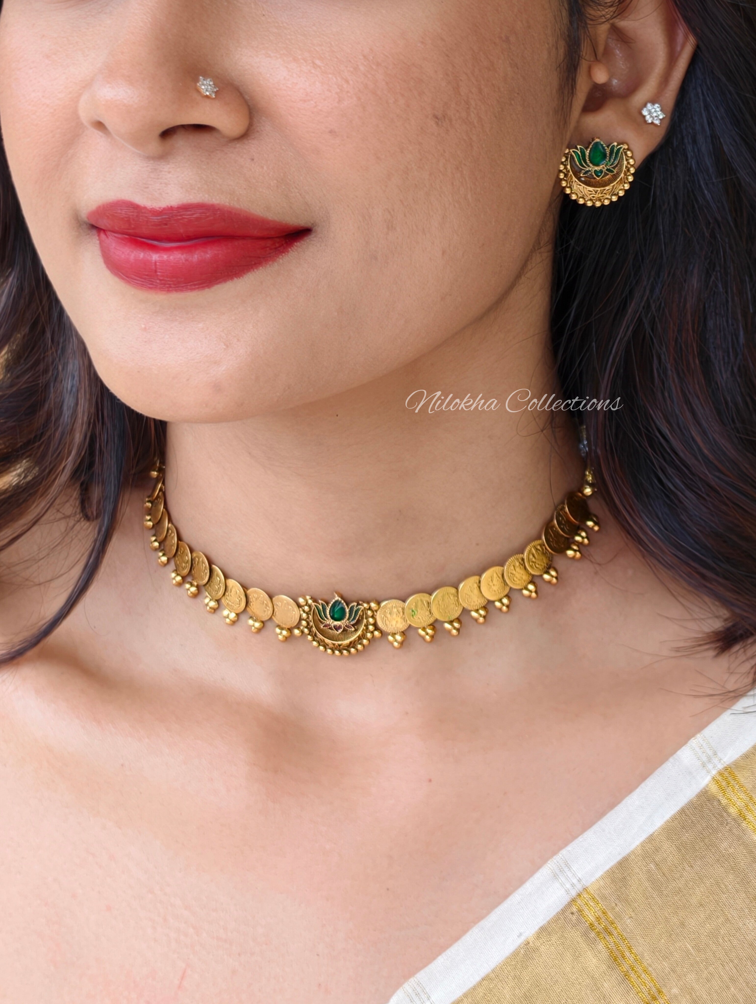 Lotus coin necklace set| NAN393