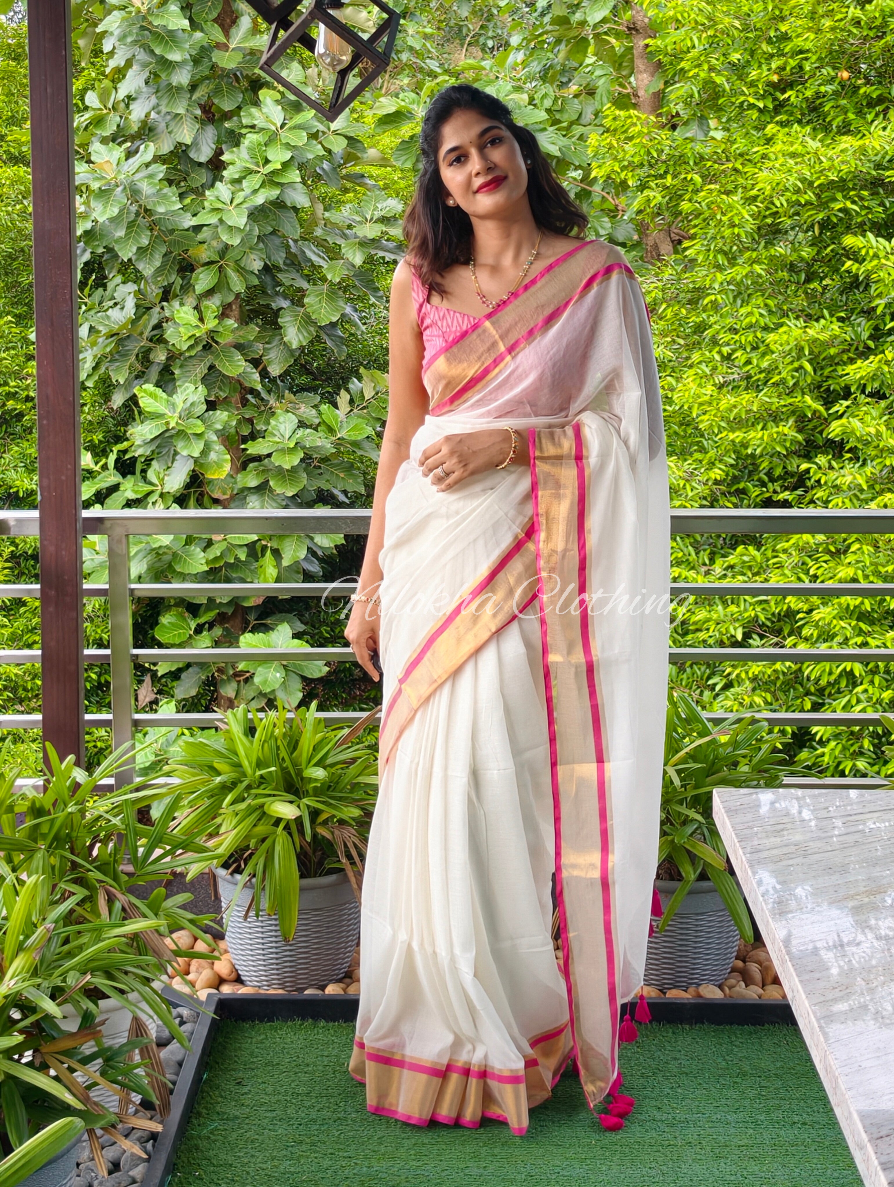 Mul cotton saree with border | NCO45