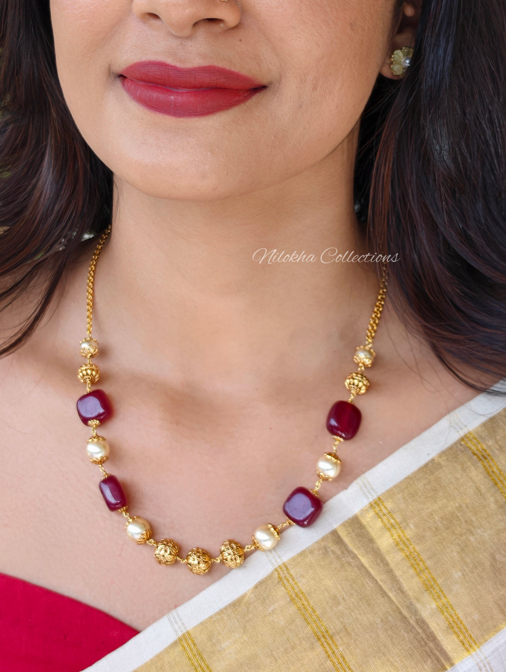 1 layer pearl chain with monalisa beads| NAN398